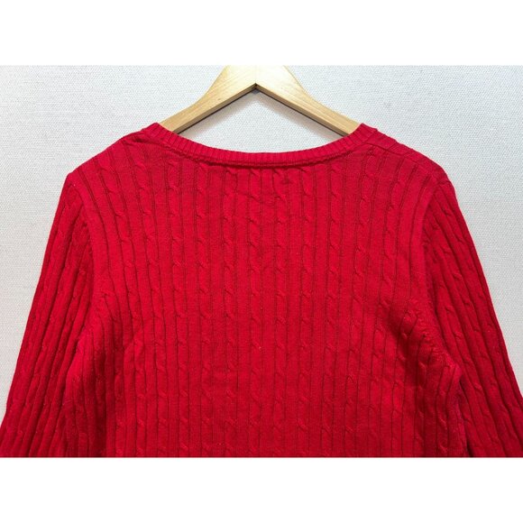 Croft & Barrow Womens V-Neck Sweater Medium Red Cable Knit Cozy Casual Pullover - Picture 12 of 13